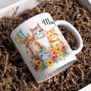 Beker cat mom bloemen