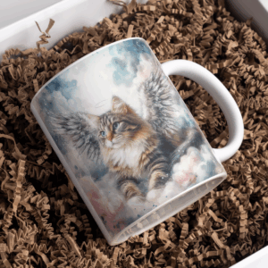 Beker angelwings cyperse langhaar op roze wolk