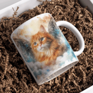 Beker angelwings rode kat op wolken