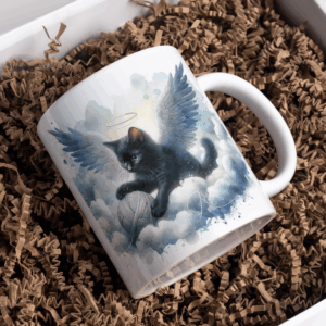 Beker angelwings zwart kitten
