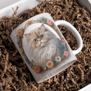 Beker beige pers met bloemen