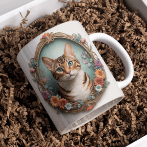 Beker bengaal met wit en bloemen