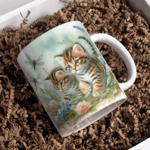 Beker bengaalse kittens met bloem