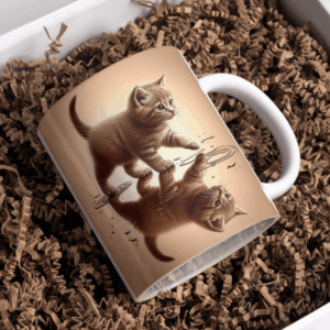 Beker bruin kitten in de regen