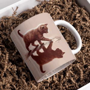 Beker bruin kitten regenplas