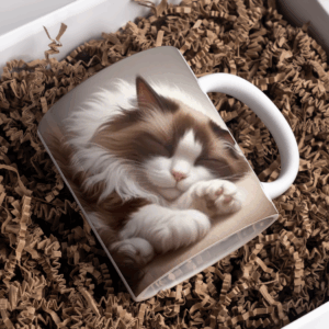 Beker bruin met witte ragdoll