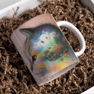 Beker kat met vlinder