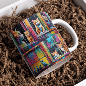 Beker katten voor raam