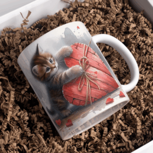 Beker kitten cyper met hart