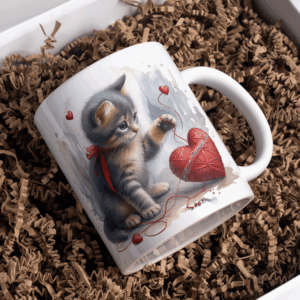 Beker kitten met hart cyper