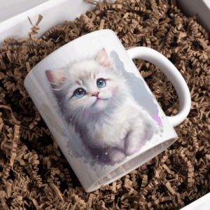 Beker kitten langhaar wit