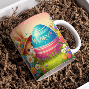 Beker pasen bruin konijn met ei