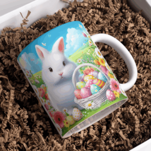 Beker pasen wit konijn