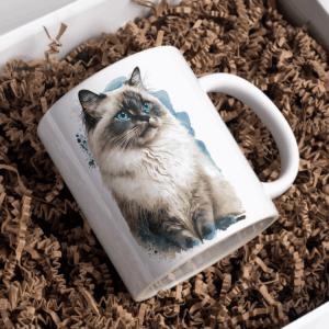 Beker ragdoll blauwe verf