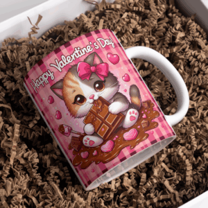 Beker valentijsdag kat lapje