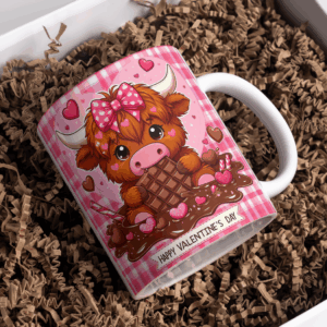 Beker valentijnsdag koe donker bruin