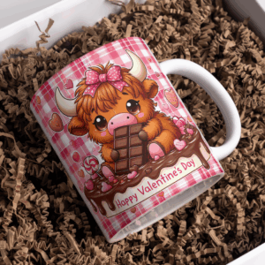 Beker valentijnsdag koe licht bruin