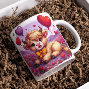 Beker valentijnsdag koe paarse en rood hart