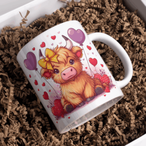 Beker valentijnsdag koe paars hart