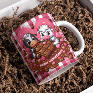 Beker valentijnsdag koe zwart met wit en koe wit