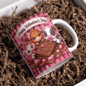 Beker valentijnsdag koeien en varken