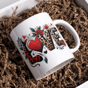 Beker valentijnsdag love panter print