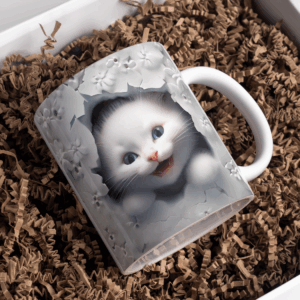 Beker witte kitten muur