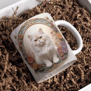 Beker witte pers met bloemen