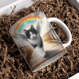 Beker zwart met wit regenboog