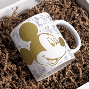 Beker mickey goud strip