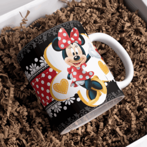 Beker minnie rood met zwart en geel hart
