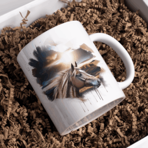 Beker licht bruin paard on the road