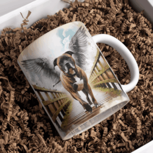 Beker angelwings mastino bruin met wit