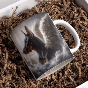 Beker angelwings dobberman zwart