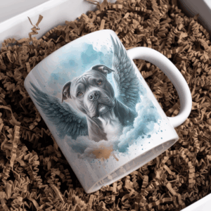Beker angelwings pitbull grijs met wit