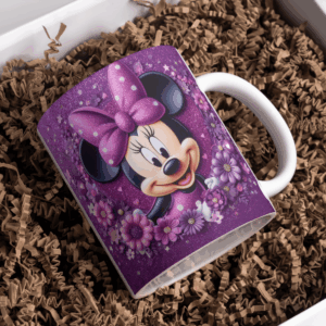 Beker minnie paars gekleurde bloemen