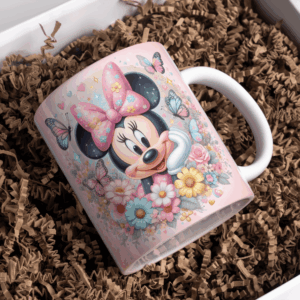 Beker minnie blauw en gele bloemen