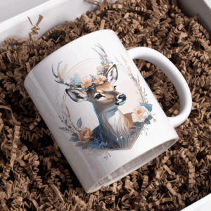 Beker hert gele bloemen