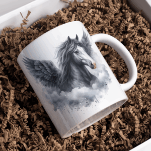 Beker angelwings paard grijs