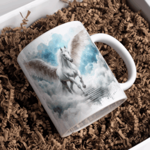 Beker angelwings paard wit paard op wolken